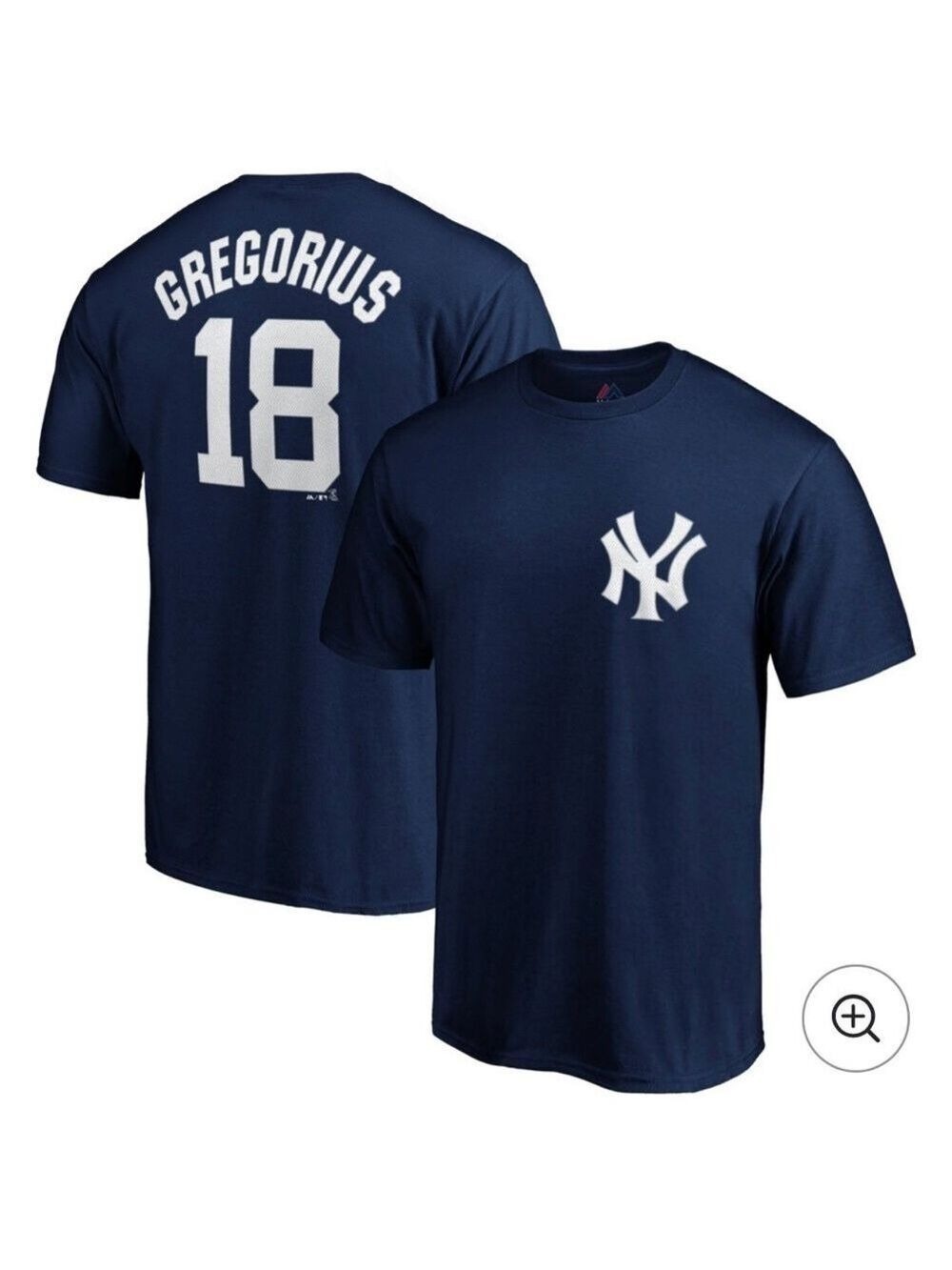 Majestic New York Yankees Didi Gregorius Navy Blue Number 18 Cotton T Shirt